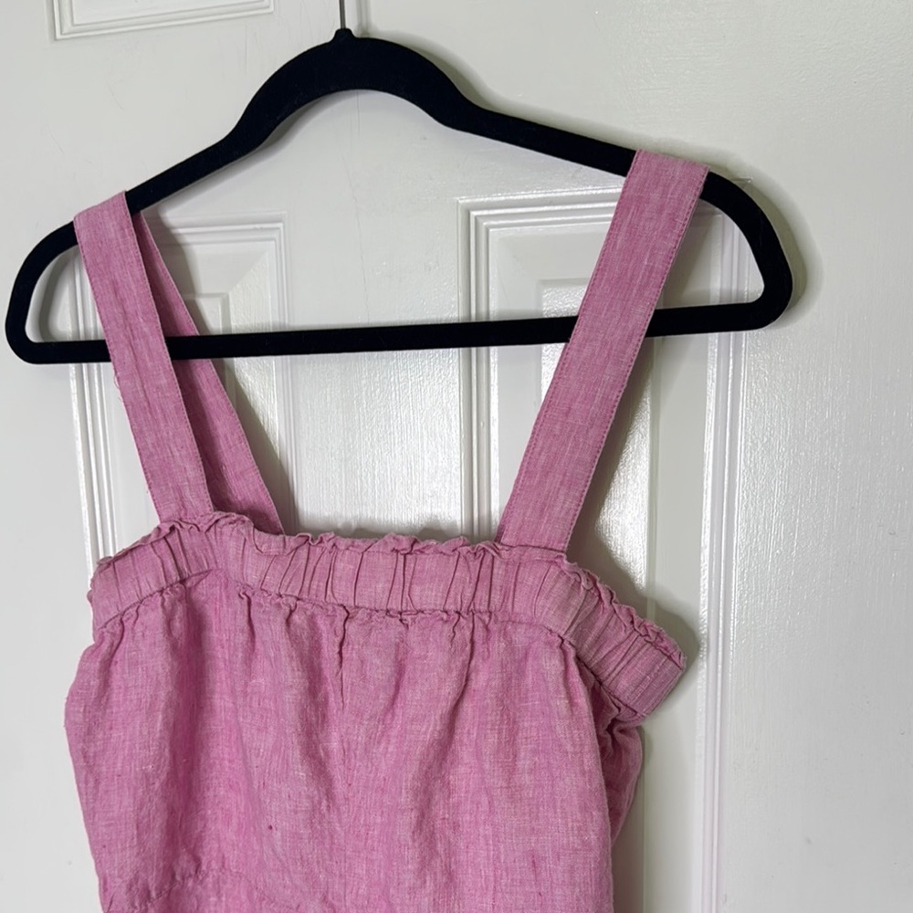 J. Crew Pink Linen Sleeveless Jumpsuit with Elasticized Neckline - Picture 3 of 8